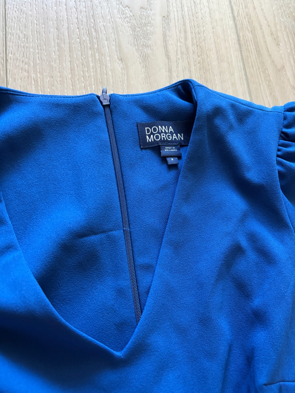 Donna Morgan Cobalt V‑Neck Fit-and-Flare Midi Dress - Picture 4 of 7